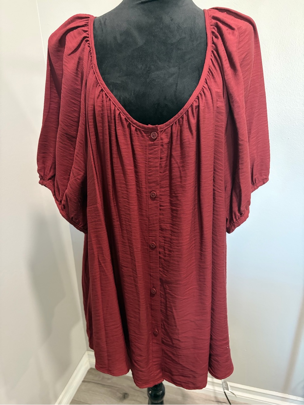 Target Women's Brick Red Button-up Scoop Tunic